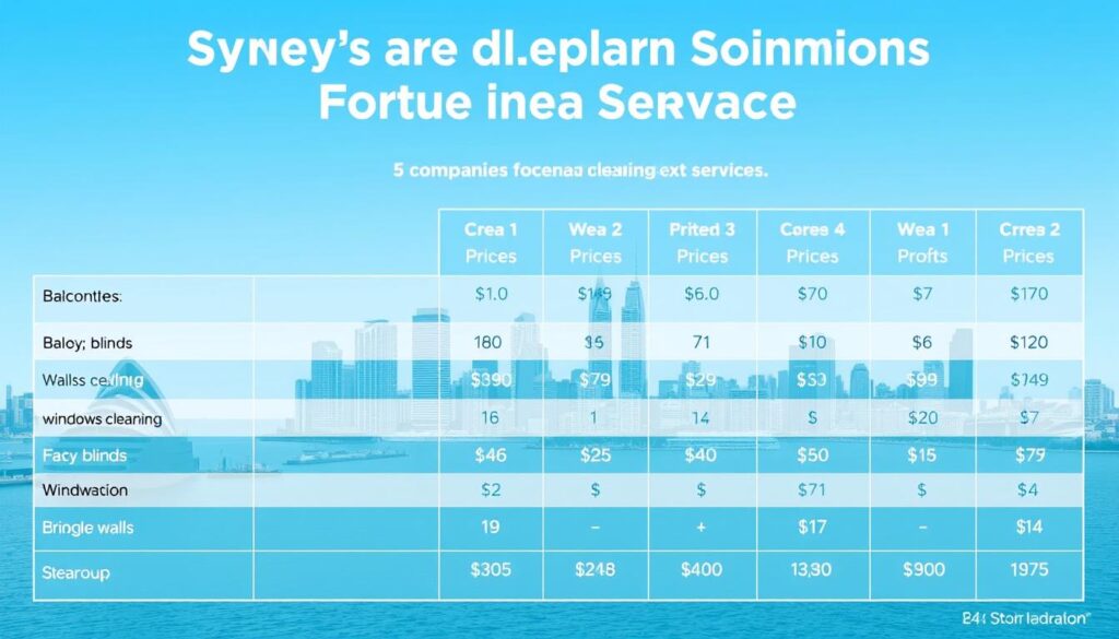 Comparison of Sydney cleaning companies' pricing for extra services